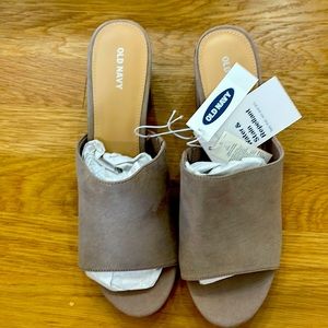 Old Navy Open Toe Mule with a low block heel in grey